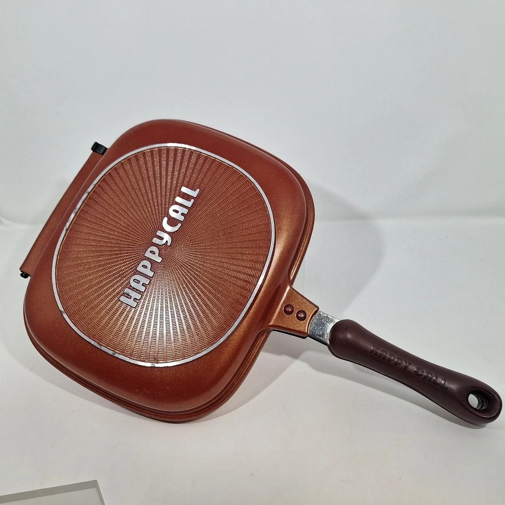 Happycall Double Sided Frying Pan Grill Camping Red NonStick Magnetic Close AH04